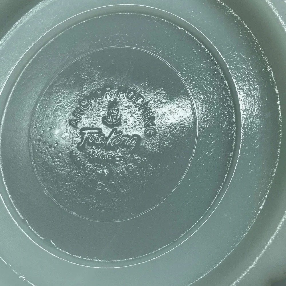 Anchor Hocking Serving Bowl Fire-King 8.5in Milk White Vintage Grape Pattern